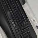 Wireless Keyboard and Mouse Combo, Wave Keys Full-Sized Ergonomic Keyboard with Cushioned Plam Rest, Phone Holder, Comfortable Natural Typing, 2.4G Cordless Set for Computer, Laptop, PC, Mac, Windows (Black)