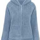 RISISSIDA Women Faux Fur Fleece Lightweight Short Jacket Hooded Spring Fall Transitional Fashion, Cute Thin Coat Size M