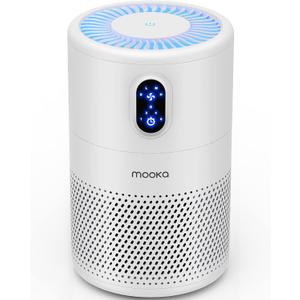 MOOKA Air Purifiers for Home Large Room up to 1076 ft, H13 True HEPA Air Filter Cleaner, Odor Eliminator, Remove Smoke Dust Pollen Pet Dander, Night Light (White)