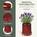 11 Inch Ceramic Planter Pot with Saucer Drainage Leak-Proof Mesh,Flower Pots for Lavender with Gardening Gloves,Ceramic Planter for Orchid(Spotted Red)