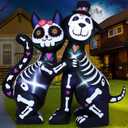 ZPISF 6 FT Halloween Inflatables Skeleton Black Cat and Dog Day of The Dead Outdoor Decorations, Inflatable Halloween Blow Up Yard Decorations with Built-in LED Lights for Yard Lawn Garden Decor