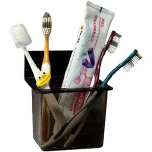 Toothbrush Holder Toothpaste Holder with Wall Mounted Metal Frame & Plastic Black Bathroom Organizer with Tape for Bathroom Toothbrush Toothpaste Floss Makeup Brush Razor - one Pack