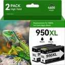 950XL Black Ink Cartridge Replacement for HP 950 Ink Compatible with OfficeJet Pro 8600 8610 8620 8100 8630 8625 8615 Printer(Black) 2-Pack