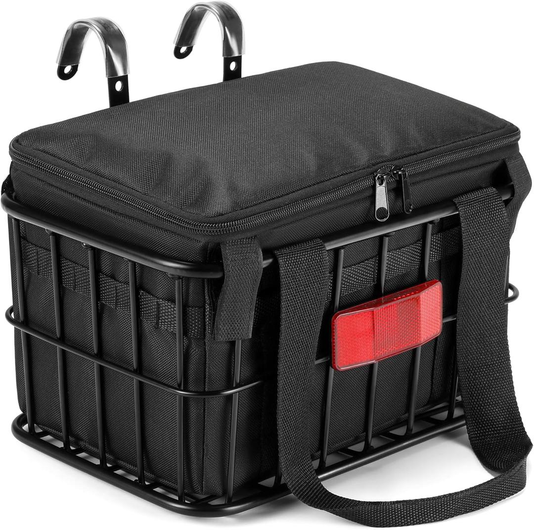 Bike Basket Front for Men & Women, Large Bicycle Front Basket for Adult Bikes with Removable Liner Bag, Heavy Metal Bike Cargo Basket for Ebike, Electric Bike, Mountain Bike, City Bike, Cruiser