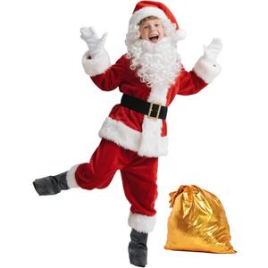 Kids Santa Claus Costume for Boy Santa Suit Outfit Child Jacket Toddler Coat for Christmas Halloween Cosplay Party (Medium)