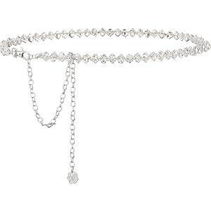 Rhinestone Belt Womens Formal Dress Belt Diamond Bling Wedding Bridal Belt, Fit Waist 26"-34", Silver