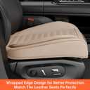 2 Pack Car Bottom Seat Covers, Luxury Leather Front Seat Covers, Breathable and Waterproof Automotive Bottom Seat Covers, Universal Anti-Slip Seat Covers Fit for Most Vehicles (Beige, 2 PCS)