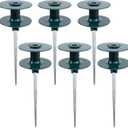 Twinkle Star 10 Inch Garden Hose Guide Spike, Rust Free Zink Sturdy Metal Stake, Heavy Duty Dark Green Spin Top, Keeps Garden Hose Out of Flower beds, for Plant Protection, 6 Pack