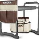 Aimerla Foldable Garden Kneeler Seat Heavy Duty [Upgraded Widened Thick Kneeling Pad] Garden Stool with Large Garden Tool Bags with Pockets - Portable Garden Bench Gardening Gifts for Parents (K3-Brown)