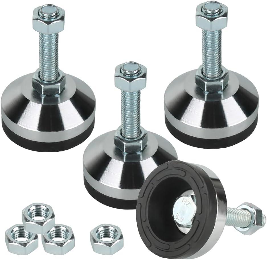 Heavy Duty Leveling feet,Machine Leveling feet 2.36" Dia Base,Leg Leveler M12 Thread, 1300 Lb Capacity,Capacity for Machine,Workbench, Cabinet,More  D60xM12xH50,4 Pack,Black