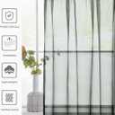 youleyar Solid Sheer Rod Pocket Curtain Voile Draperies 2 Panels White Beige Black Grey Coffee 60 Inch Width 96 Inch Long 1 Pair for Kitchen Bedroom Children Living Room Yard(Black,60W96L)