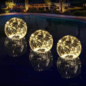 Floating Pool Lights Solar Powered, Glow in The Dark Warm White Solar Globe Pool Lights That Float, 6.5-inch Waterproof LED Floating Pool Ball Light for Pond Garden Patio Party Decor(1 Piece)