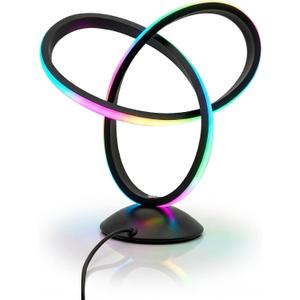 RGB Bedside Lamp with Remote,13 Color Changing Spiral Table Lamp, Dimmable LED Night Light with 3 Warm White Levels for Bedroom, Living Room,Nightstand,Black