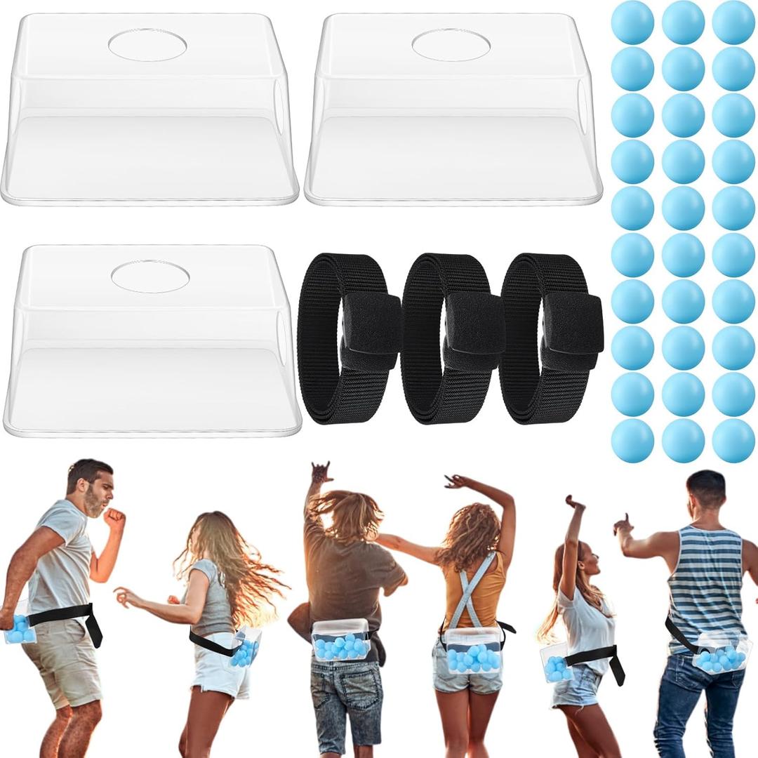 Vinsot 3 Sets Baby Shower Games Bridal Funniest Baby Shower Play, Interactive Shaking Balls for Boy or Girl, Table Tennis Twerk Game (Blue)