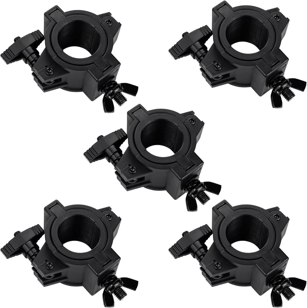 Stage Light Clamp 5 Pack, 33lb Plastic DJ Light Clamps, Truss for Studio Theater, 1'' Lighting O Clamp Fit 3 Size Pipe Diameter: 25mm 38mm 50mm