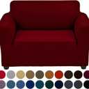 Joccun Christmas Stretch Chair Couch Cover,1-Piece Sofa Slipcover Spandex Jacquard Fabric Sofa Covers with Elastic Bottom,Washable Furniture Protector for Dogs,Cats,Kids(Armchair,Red Dahlia) (Small35" - 55")