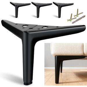 Black Furniture Legs Heavy Duty, Metal Legs for Furniture Set of 4, Short Dresser Legs 5 Inch, Modern DIY Cabinet Feet Replacement for Couch Futon Cube Storage Nightstand Ottoman Sofa