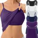 5 Pack Cotton Camisole with Shelf Bra for Women Adjustable Spaghetti Strap Tank Top Basic Undershirts Camis (Gray, XXL)