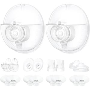 Two Full Breast Pump Parts only Compatible with Momcozy M5 Breast Pump, Not for Others,Including 8pcs Flange Inserts 15/17/19/21mm*2, 24mm Flange*2, Collector*2, Duckbill Valve*2,Diaphragm*2 (2pcs-24mm Overall+8pcs-4size flange insert)