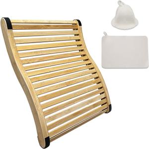 Natural Bamboo Sauna Backrest, Cooler and More Flexible Than Wood, Complete with a Sauna Hat and a Seat Pad, Features Anti-Slip Rubber Pad. Sauna Accessory Set. (1 Pack)