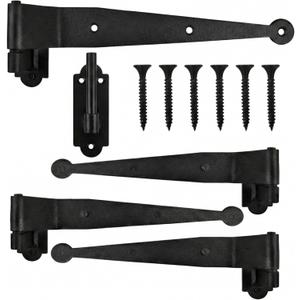 Shimeyao 4 Pack 12 Inch Heavy-Duty Wrought Iron Blind Shutter Hinge Offset Strap Lift Off Pintle Hinge Black Pin Hinges for Wood Frame, Gates, Doors, Window