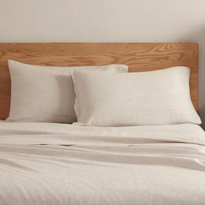 DAPU 100% Linen Pillowcases 20x40 Inches Pillow Cases (Pack of 2) with Envelope Closure, Stone Washed Breathable and Cooling (Natural Linen, King)