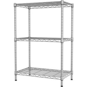 SINGAYE 3 Shelves Storage Wire Shelving Unit Adjustable for Laundry Bathroom Kitchen Office Pantry Room Organizers Closet Metal Garage 11.5" D x 21.5" W x 23" H Silver (3-Silver 11.5D*21.5W*22.5H)