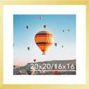JCJMY 20x20 Picture Frame Gold with 16x16 Mat, Display Photo 16x16 with Mat or 20 x 20 Without Mat, Wall Hanging Large 20x20 Poster Frame with Shatter Resistant Plexiglass,Gold