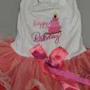 Dog Birthday Dress with Cake Pattern & Bowknot Girl Puppy Clothes for Small Dog Cat Birthday Outfit with Tutu Skirt Party Tulle Pet Apparel (Fuchsia, X-Large)