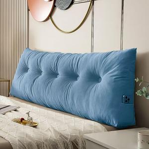 Triangular Wedge Headboard Pillows Twin Headboard Pillow for Colleage Dorm Long Backrest Positioning Support for Sleeping Reading Backrest Pillow with Side Pockets Decorative Pillow (Twin Size:39.4x15.7x5in, Bentley Blue)