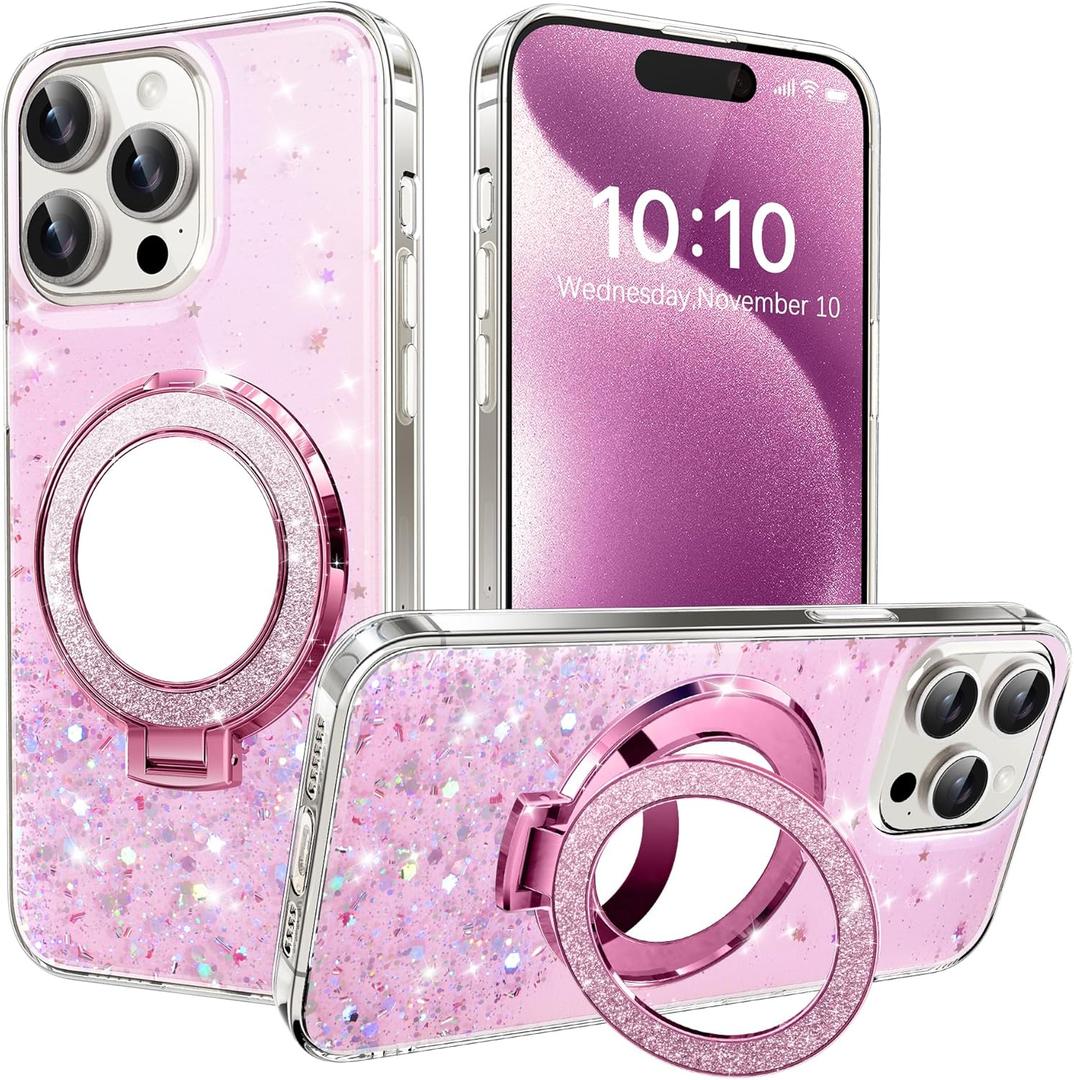 Cover for Samsung Galaxy A36 5G Case, Glitter Sequin Clear Slim Cover with Mirror Ring Holder Kickstand, Transparent Soft TPU Shockproof Bumper Case for Samsung Galaxy A36 5G DJR Rose