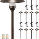 PARTPHONER Low Voltage Landscape Lighting 12-Pack, Aluminum 12V Pathway Lights with G4 Bulbs, Waterproof Oil Rubbed Bronze Color Round Shade Path Lights with Connectors for Walkway Yard Garden
