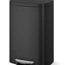 GarveeHome Stainless Steel Kitchen Trash Can, 13 Gal / 50 L Step-On Garbage Bin with Soft Close Lid, Large Rustproof Metal Trash Can for Kitchen, Black