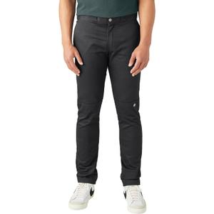 Dickies Men's Skinny Straight Double Knee Work Pants, Black, 34x32