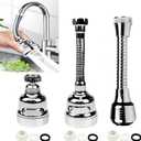 3 Pieces Kitchen Tap Head Fucet Aerator, 360 Degree Rotatable 3 Mode Adjustable Faucet Extender Kitchen Faucet Head Replacement for Bathroom Kitchen