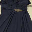 Alex Evenings Women's Long Cowl Neckline Mother of The Bride Dress, Formal Event Gown (Petite and Regular Sizes), Navy, 14