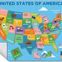 COMIX Magnetic Dry Erase Board, Educational Jigsaw Puzzle Board for Kids, 26" x 17" Adhesive 42 State USA Map Puzzle for Kids at Home Student Classroom