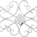 Sintosin White Flower Scroll Metal Wall Art Decor 32" x 13", Hanging Vintage Large Floral Wrought Iron Wall Decor, Farmhouse Wall Sculptures Decorations for Living Room Bedroom Indoor Outdoor