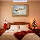 Vintage Santa Claus and Reindeer Wall Art - Christmas Farmhouse Holiday Print Rustic Christmas Decor Abstract Festive Canvas Art Poster for Gallery Living Room Bathroom 12x16inch Unframed