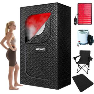 Portable Infrared Sauna for Home, Indoor Sauna Infrared with Red Light Therapy, Includes 660 & 850nm Red Light Therapy Lamp, 3L Steamer, Upgraded Chair and Mat, 72'x 36'x 36', Black