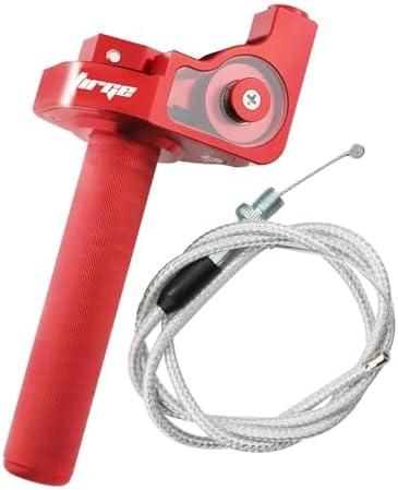 GWH Motorcycle CNC Universal Throttle Grip 7/8" 22mm Quick Twister with Throttle Cable for KLX CR CRF EXC XR CRF50 CRF230 50 70 110 125 230 250 Dirt Pit Bike Motocross Motorbike ATV (Red)