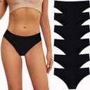 Seamless Underwear for Women No Show Panties Invisibles Briefs Soft Stretch Bikini Underwears 6 Pack (Small)