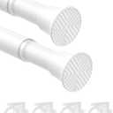 Tension Curtain Rods for Windows 24-48Inch 2Pack Spring Adjustable Curtain Rods No Drilling White Tension Rod Expandable Pressure Spring Tension Rod for Closets