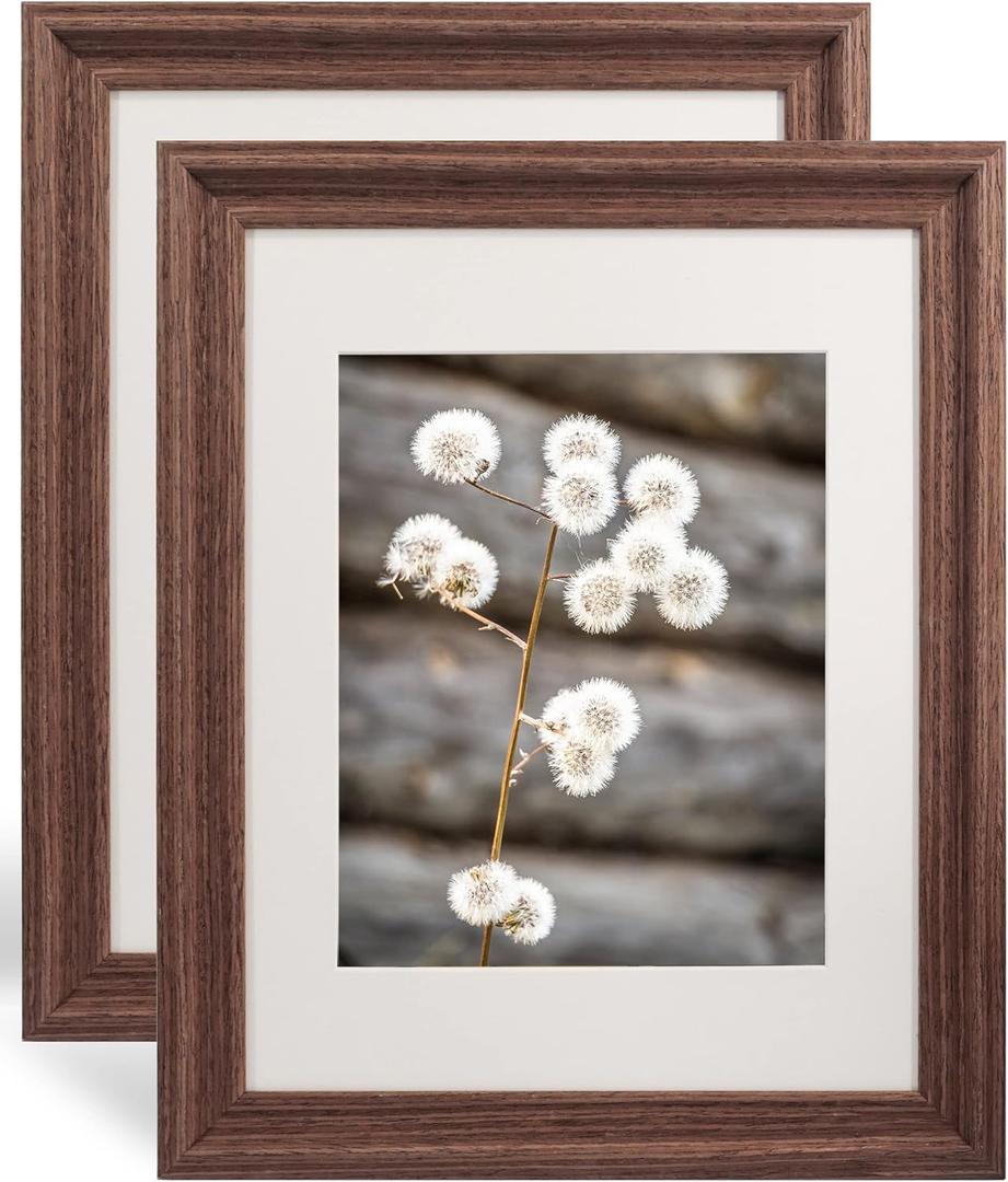 GraduationMall 11x14 Wooden Picture Frames,Display Photos 8x10 with Mat or 11x14 Without Mat,UV Protection Acrylic,Wall or Tabletop Display,Rustic Brown Set of 2