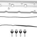 Engine Valve Cover No.12642655/264-969 Left Side Valve Rocker Cover for GMC Envoy 2009 Aluminum Alloy Silver Tone with Gasket Bolt