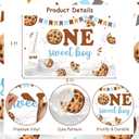 Sursurprise Cookie 1st Birthday Decorations, 5 * 3 ft One Sweet Boy Backdrop Banner Photography Background Photo Studio, Cookie and Milk Party Supplies