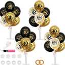 TONIFUL 4 Set Black Gold Balloon Stand Kit for Birthday Decorations for 40th,Balloon Centerpieces for Table Party Decorations Cheers to 40 Years Old Birthday for Men and Women