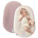 Momcozy Baby Lounger, Infant Support Cushion with Soft Breathable Natural Cotton Cover, Great for Newborns, Portable & Machine WashableSoft Taupe