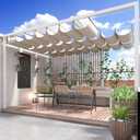 ECOOPTS 4'x12' Retractable Wave Sun Shade Canopy Pergola Cover Shade Sail Awning for Patio Porch Garden Yard Deck Outdoor (Beige), 4'x12' Standard Size
