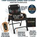 Camping Chair with Fan, Dual Cooling Fans, 500 lbs Heavy Duty Folding Chair, Breathable Mesh Back, Wooden Armrests, Cup Holder & Carry Bag for Camping, Beach & Festival | Big & Tall, Oversized